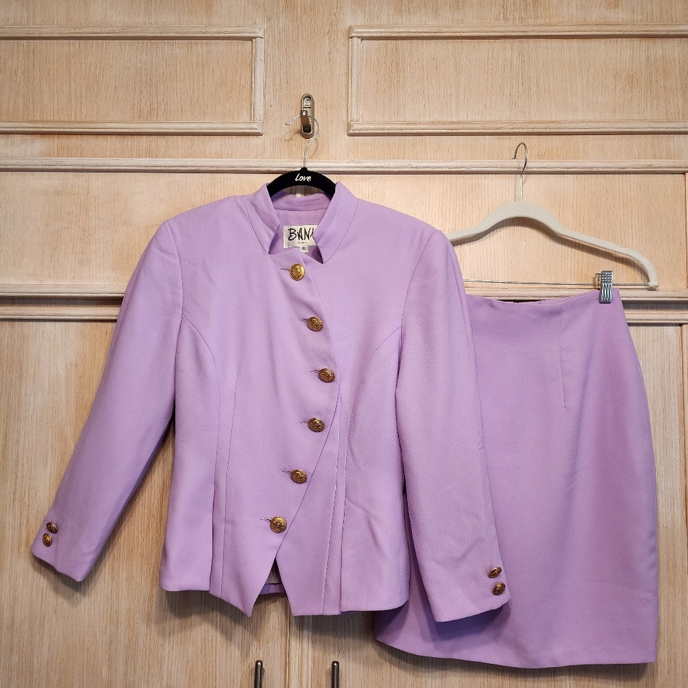 nwot BANU paris Women's Lavender Jacket and Skirt Set SZ 6